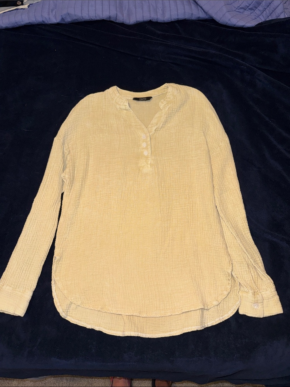 Cream Button Front Textured Tunic
